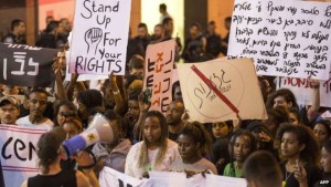 Israelis from the Ethiopian community protest in Haifa